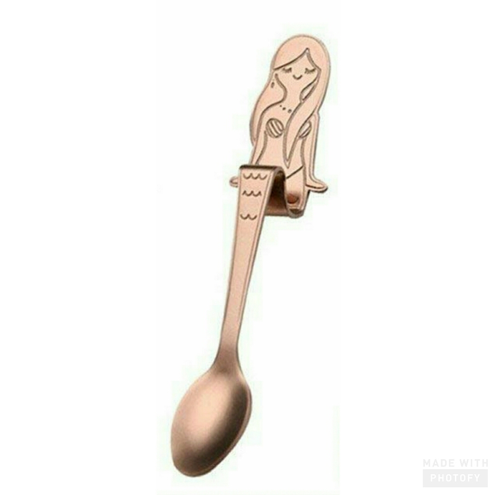 4 Cute Rose Gold Little MERMAID Girl Coffee / Tea / Dessert Spoon Set - Picture 2 of 5